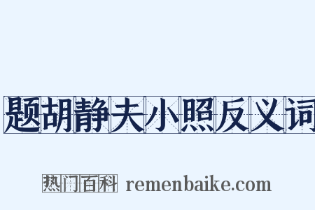 题胡静夫小照反义词是什么意思的图片